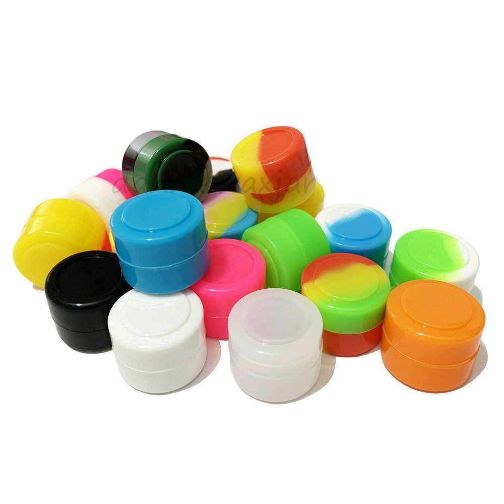 

100pcs 2ML Round Silicone Jars Dabs Wax Container Dry Herb Waxs Oil Jar FDA Silicon Containers Box Vaporizer For Concentrate