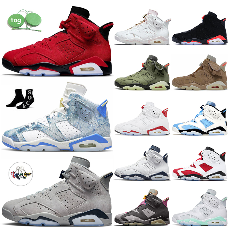 

Jumpman 6 Basketball Shoes Washed Denim Toro 6s Black Infrared Georgetown UNC Mint Foam Midnight Navy Electric Green Carmine Trainers Sports Sneakers, C13 mint foam 36-47