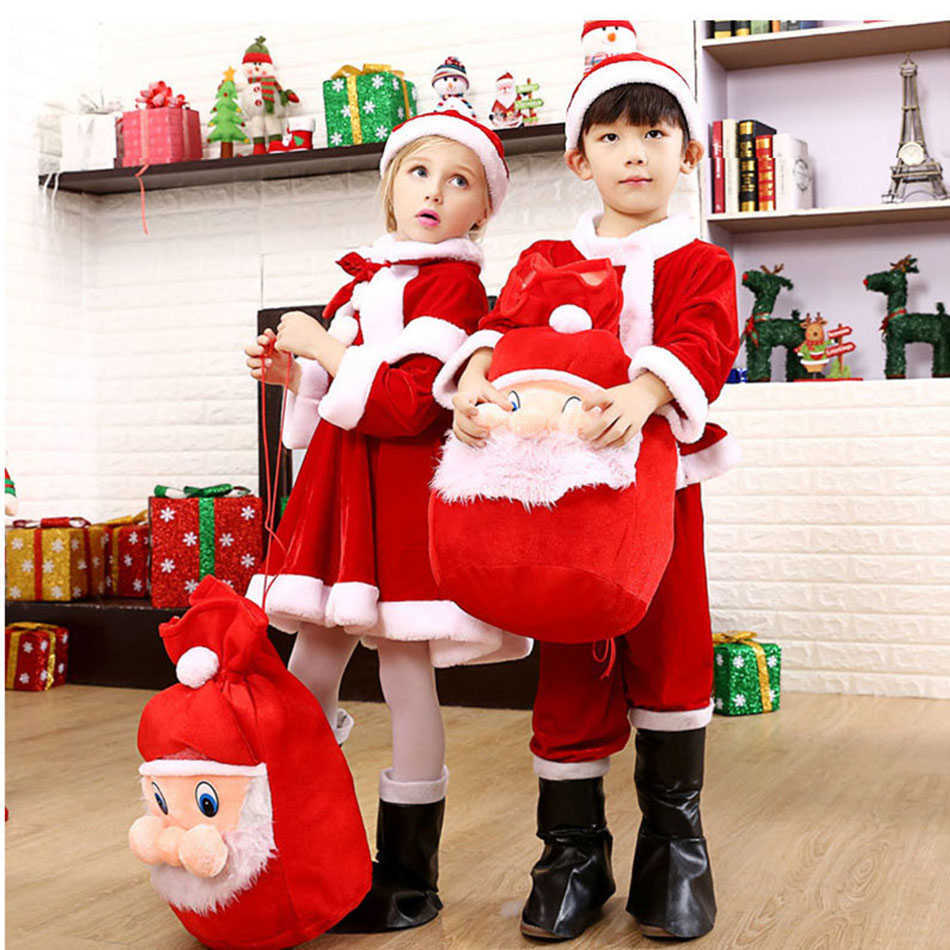 

Special Occasions Kids Child Christmas Cosplay Santa Claus Costume Baby X-Mas Outfit 3/4 Piece Set Dress/Pants Tops Hat Cloak Belt For Boys Girls T221014, Blue
