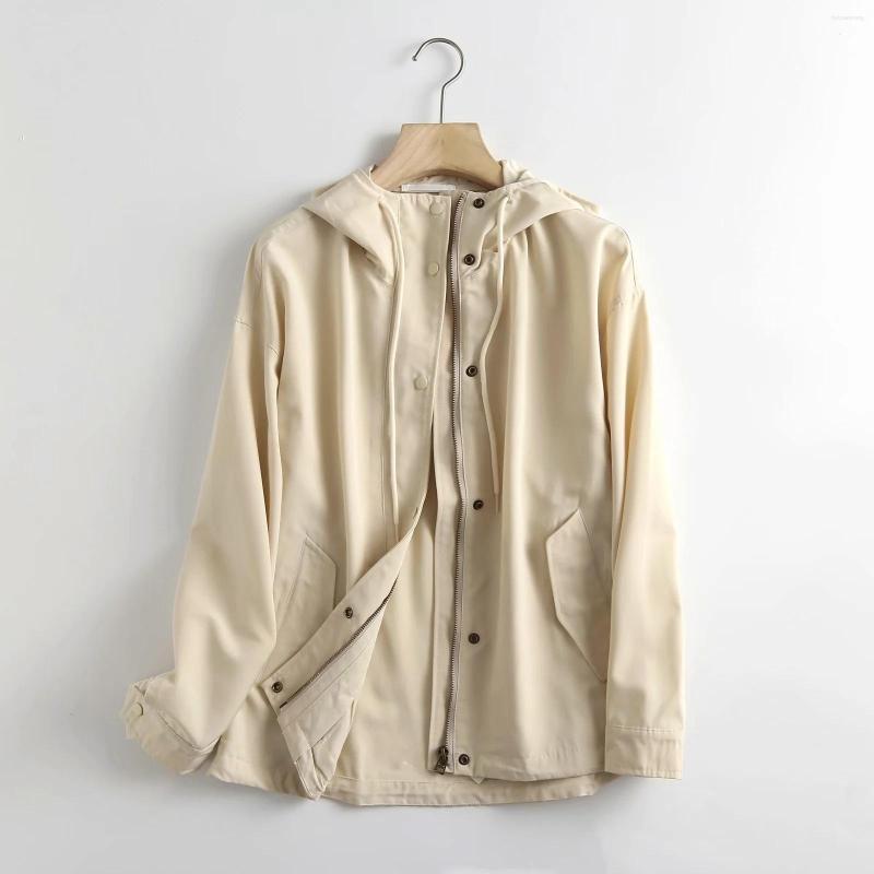 

Women' Jackets 2022 Leisure Autumn Hooded Jacket Zipper Coat Lightweight Women' Loose Pocket Thin Top Solid Color Streetwear, Black