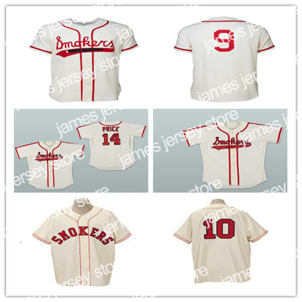 

Baseball Jerseys Custom Tampa Smokers 14 David Price Vintage Baseball Jerseys Stitched Cream S-4XL
