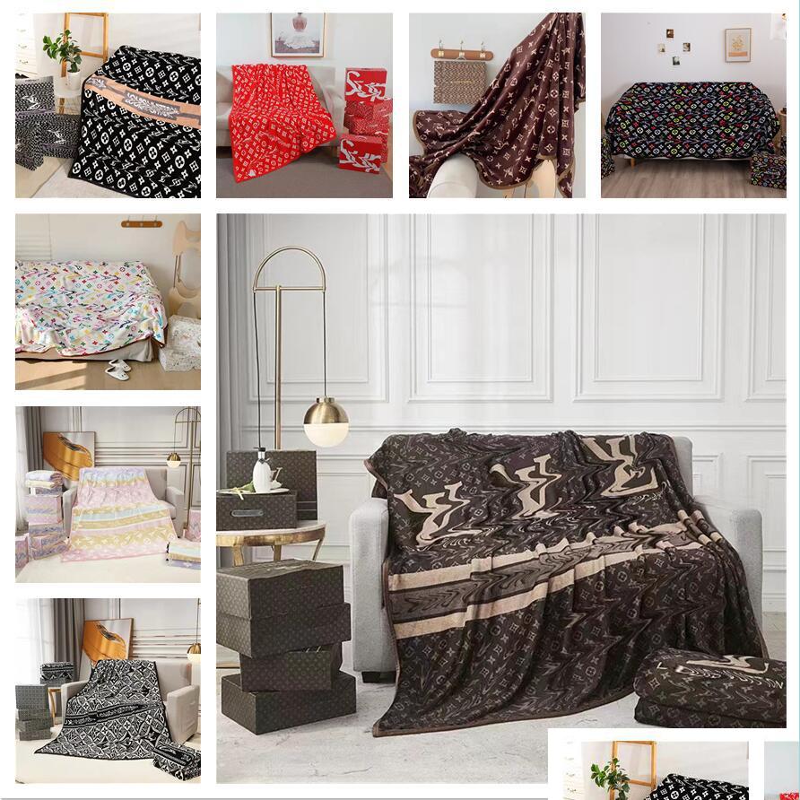 

Blankets 9 Colors Designer Blanket Printed Old Flower Classic Design Delicate Air Conditioning Travel Bath Towel Soft Winter Fleece Dhsv4