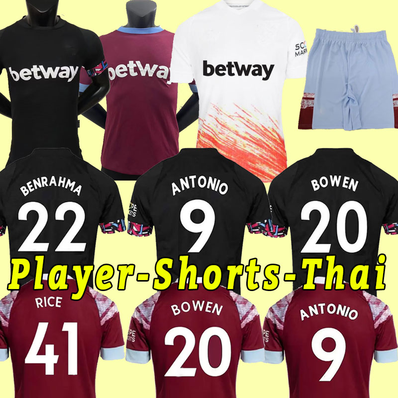 

Shorts Pants 2022 2023 West Hams BOWEN RICE Soccer Jerseys BENRAHMA LANZINI ANTONIO YARMOLENKO NOBLE FORNALS DAWSON Vlasic SOUCEK Men Football Shirt Player version, Away+patch