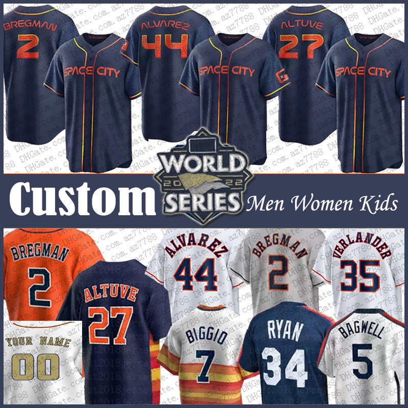 

27 Jose Altuve 2 Alex Bregman Baseball Jersey 2022 World Series Custom Houston 44 Yordan Alvarez 35 Justin Verlander Michael Brantley Astros Nolan Ryan Craig Biggio, Jersey (taikongren)