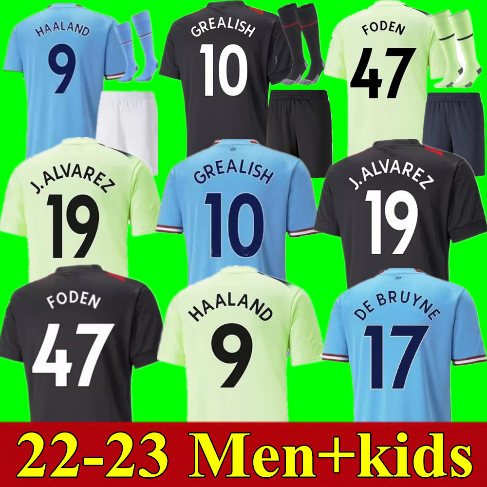 

22 23 HAALAND ALVAREZ soccer jerseys 2022 2023 GREALISH FODEN STERLING MANs cities football shirt DE BRUYNE GESUS BERNARDO MAHREZ RODRIGO men kids kits, Adult home