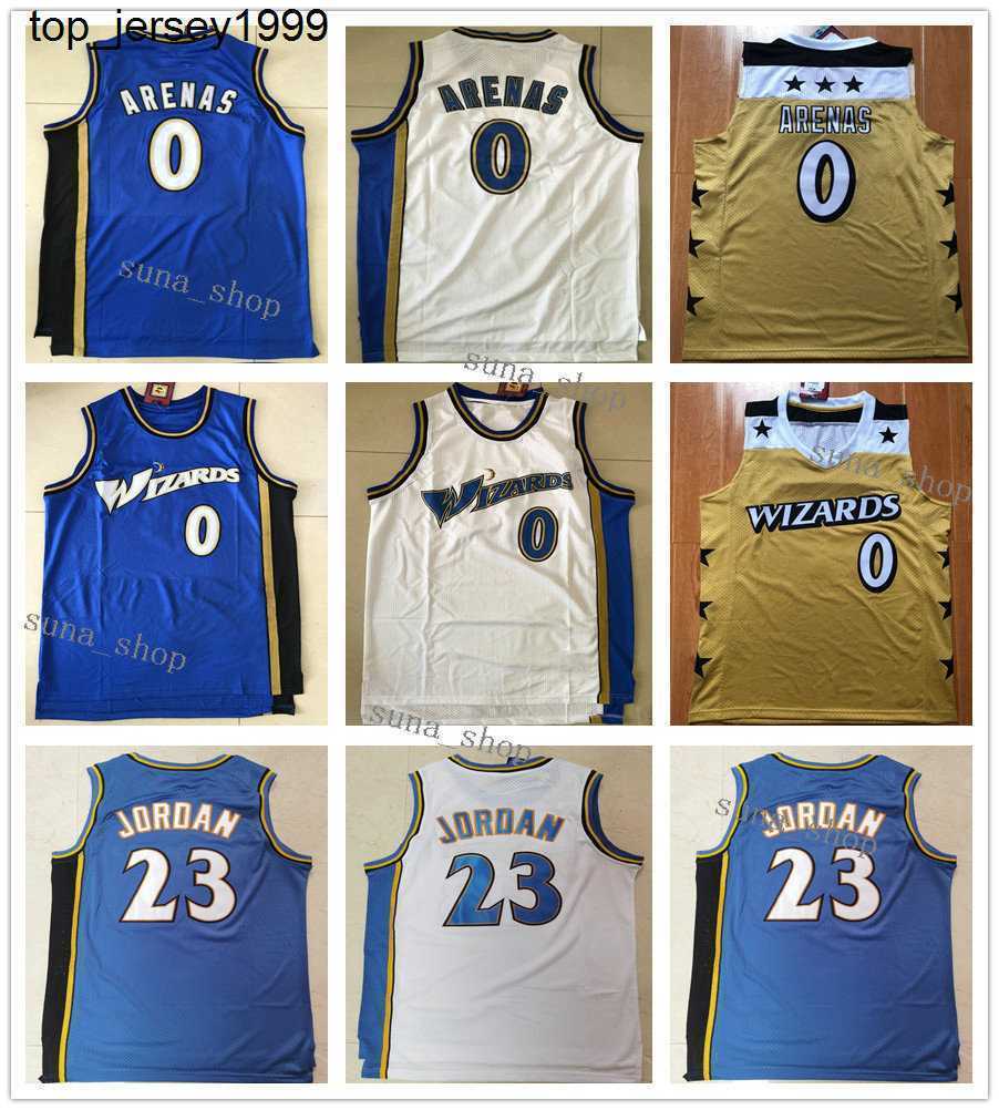 

Men Gilbert Arenas 0 Jerseys Basketball Blue White Yellow Shirts Custom Any Name Any Number