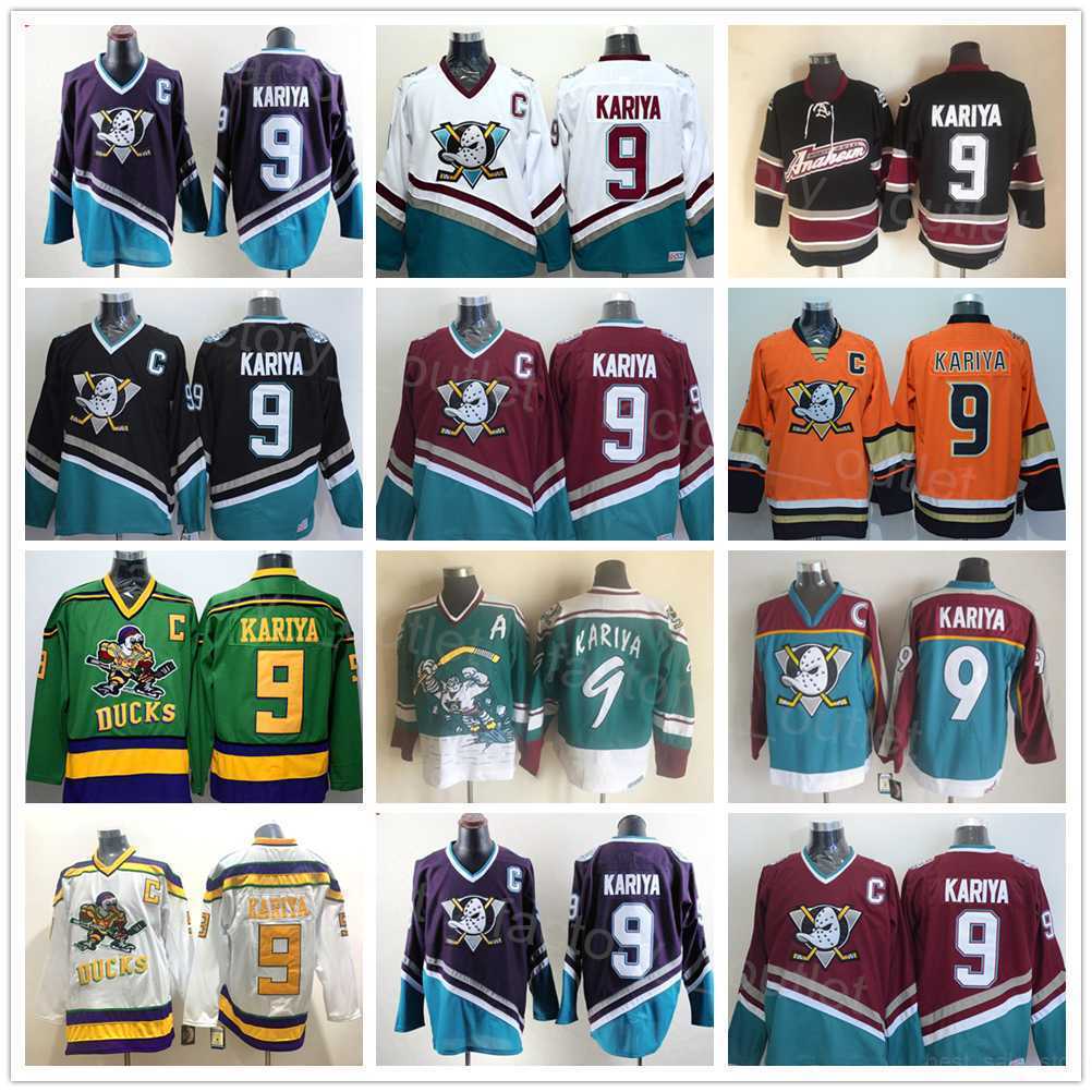 

Throwback Anaheim Retro Ducks Hockey 9 Paul Kariya Jersey All Stitched Vintage Classic Mighty Purple Black White Orange Red Blue For Sport Fans Breathable Sewn On, Green