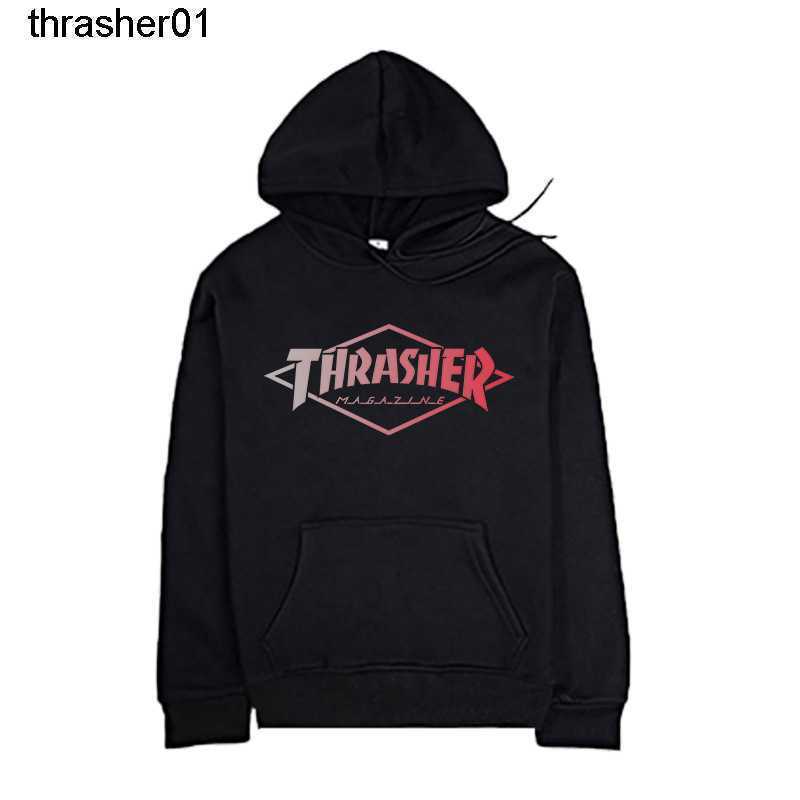 Men's Hoodies designer Sweatshirts fashion Brand Sweater THRASHER Letter Flame Print Autumn Winter Men's Solid Sweater Large hoodie