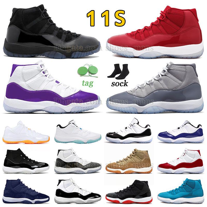 

Cool Grey 11s Basketball Shoes Designer Shoe Mens Womens Jumpman 11 Pink Cap and Down UNC Cement Grey Yellow Snake Skin Cherry J11 Jubilee Outdoor Sports Sneakers Man, A58 40-47 purple