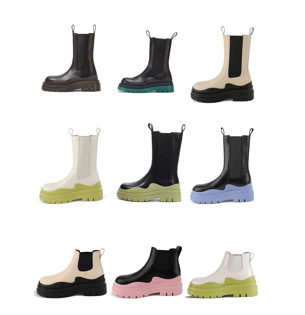 Hotselling women's boots thick soled anti-skid platform cowhide outdoor Martin boots Designer Bottega Tire Botega Storm Tires Up