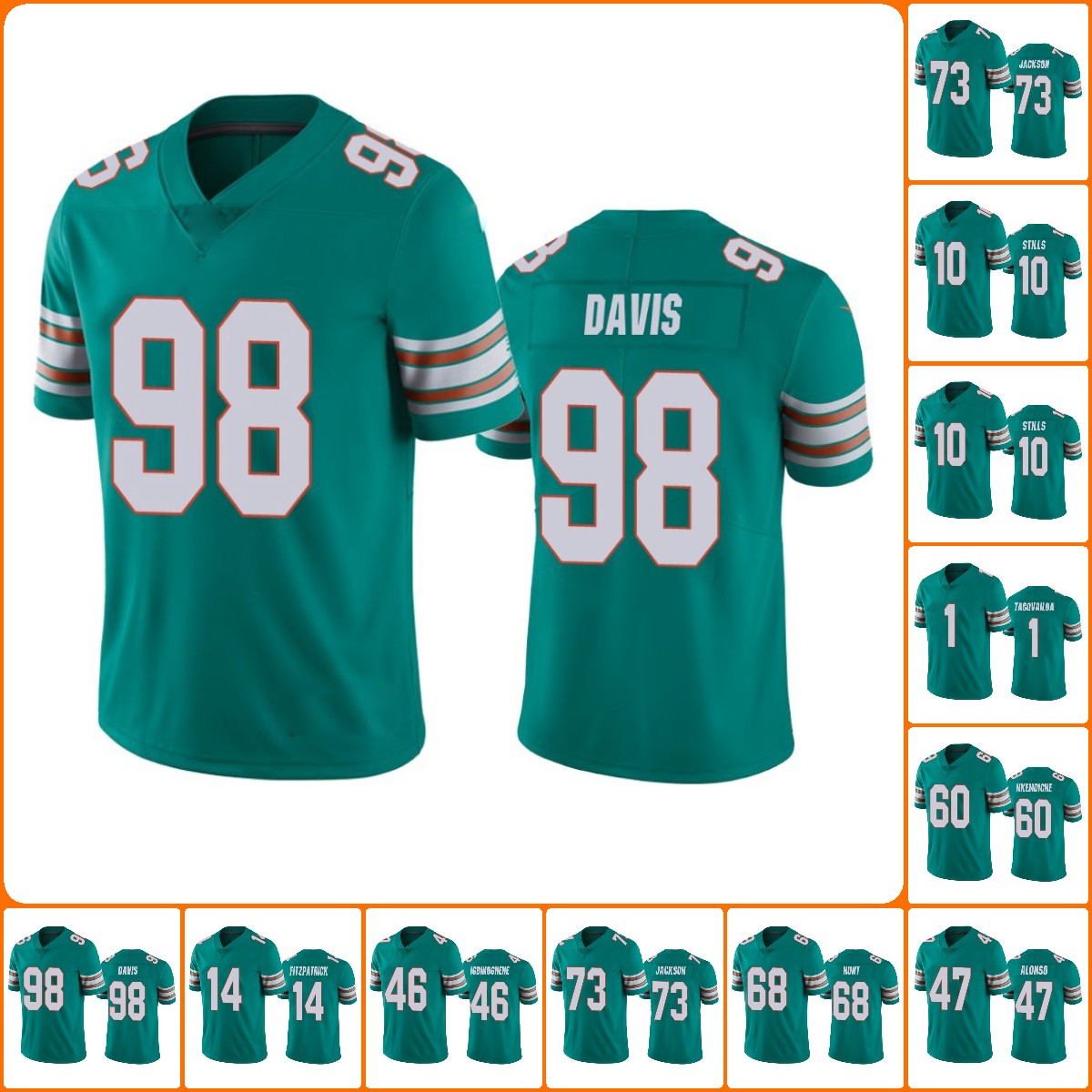 

Jersey Custom Miami''Dolphins''Men #3 Josh Rosen 1 Tua Tagovailoa 73 Austin Jackson'''NFL''Women Youth Aqua Vapor Wholesale