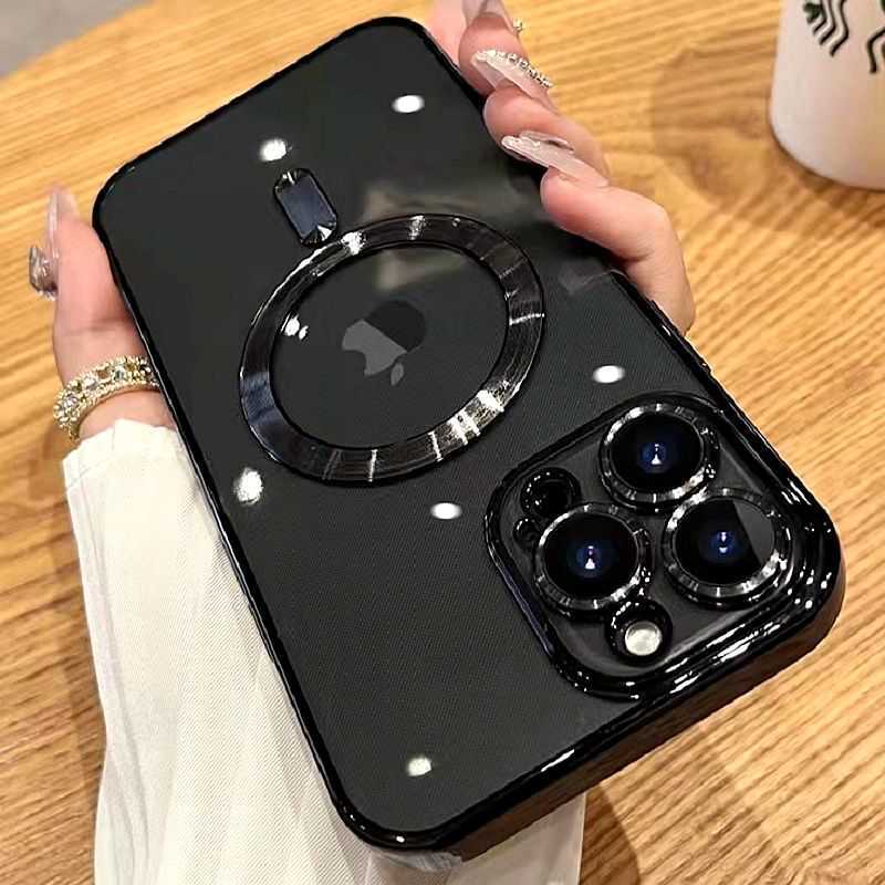 

Cell Phone Cases Luxury Wireless Charging Transparent Magsafe Case For iPhone 14 13 12 11 Pro Max X XR XS 7 8 Plus SE 2020 22 Mini Soft Cover Y2210, Green