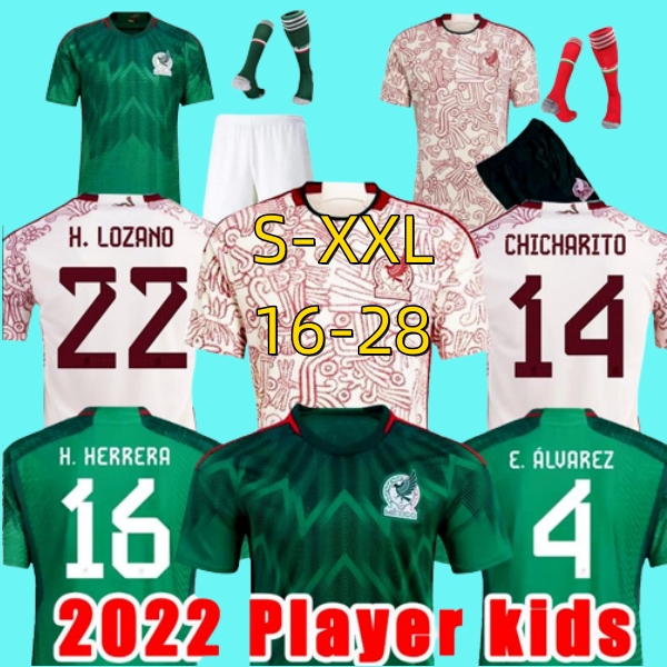 Maillots de football Mexique 2022 H.LOZANO CHICHARITO RAUL LOZANO fans du MONDE chemise de football joueur 22 23 CUP G DOS SANTOS OCHOA Camisetas