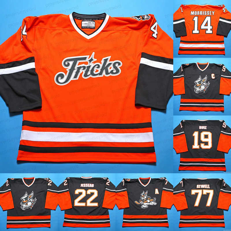 

Hockey 2021-2022 Danbury Hat Tricks FPHL Home Jersey Shayne Morrissey Jonny Ruiz Dustin Jesseau Nicola Levesque Aaron Atwell, 77 aaron atwell