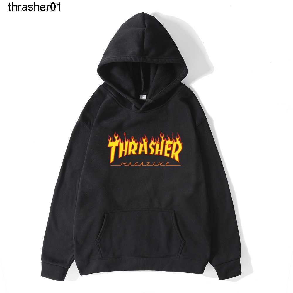 Men's Hoodies designer Sweatshirts winter flame men's Pullover Sweater thrasher Street large men's fashion Loose Casual Streetwear Ho