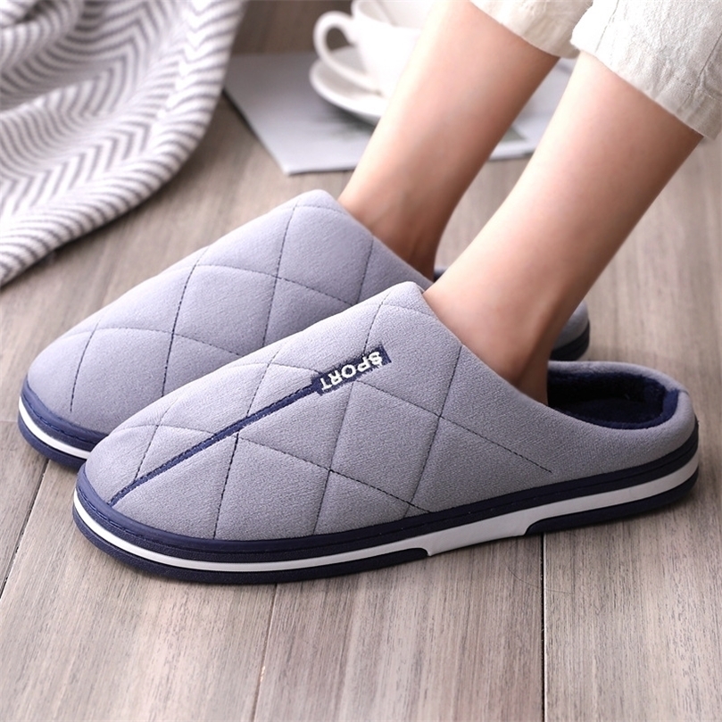 

Slippers Size 47-50 Men's Autumn and Winter Cotton large Home Shoes Warm Thick Bottom Plus House Men 221022, Grey2