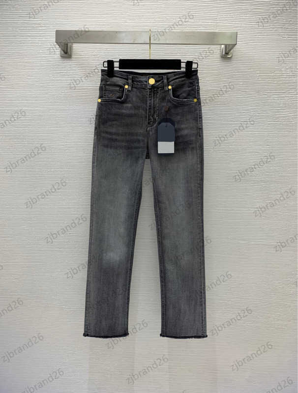 

Women Jeans Elastic Wash Water Soft Denim Cotton Fabric Trousers Hardware Logo Decorative Print Back Pocket Baggy Jean Luxury Women Pants Designer Clothing 1970