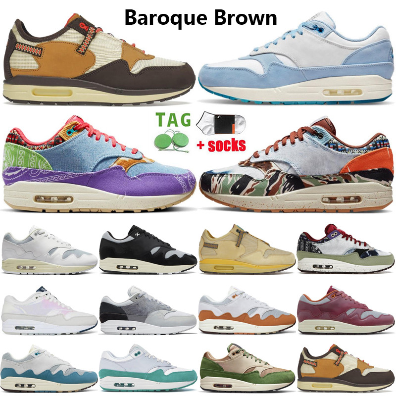 

2023 Cushion 87 1 Mens Running Shoes Designer 87s Baroque Brown Saturn Gold Far Out Blueprint Heavy Treeline Monarch Casual Shoe Men Women Sneakers Trainers Size 36-45
