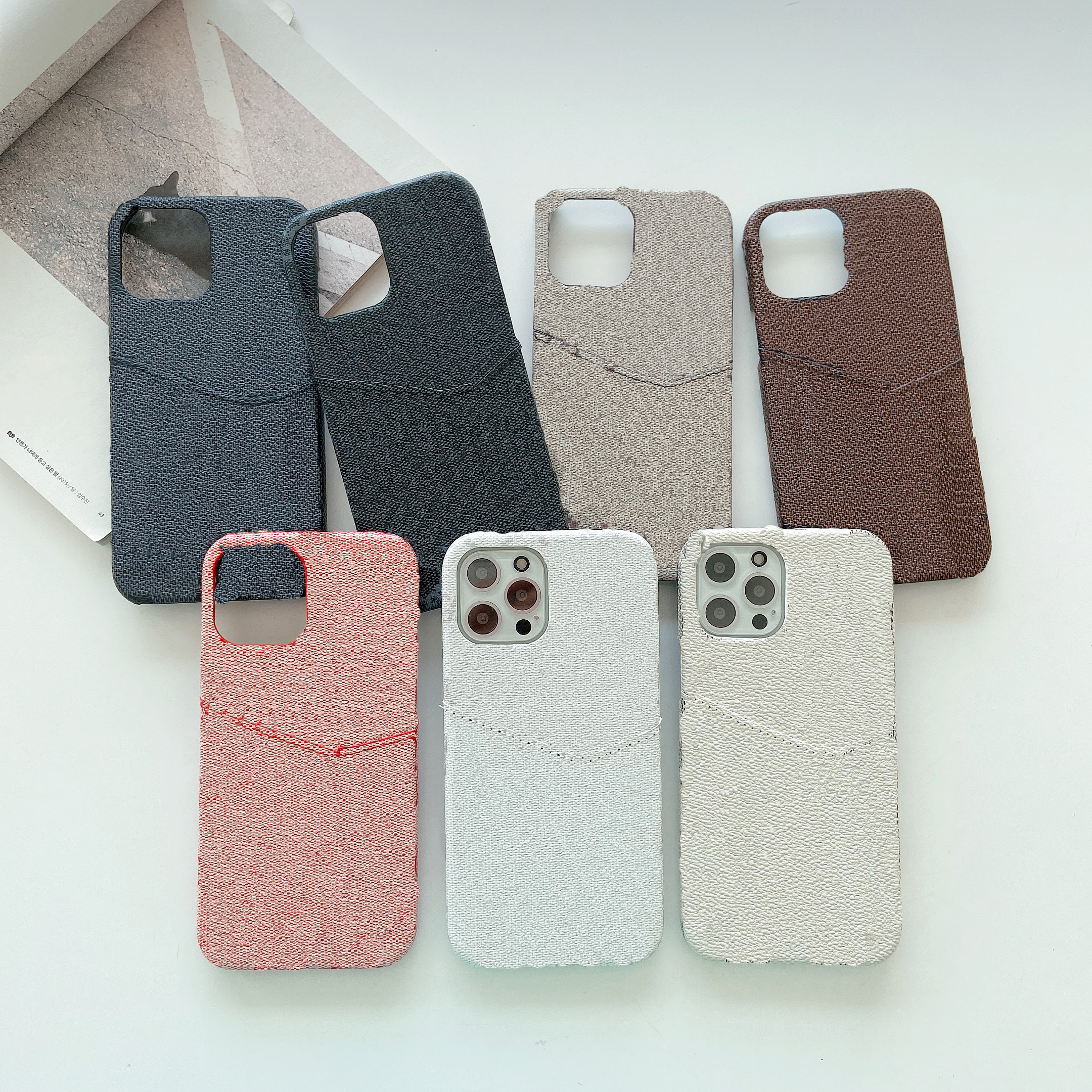 

fashion cases for iphone 14 pro max 13 mini 12 11 7 8 plus X XR XS PU leather case designer with card slot i001, Red g