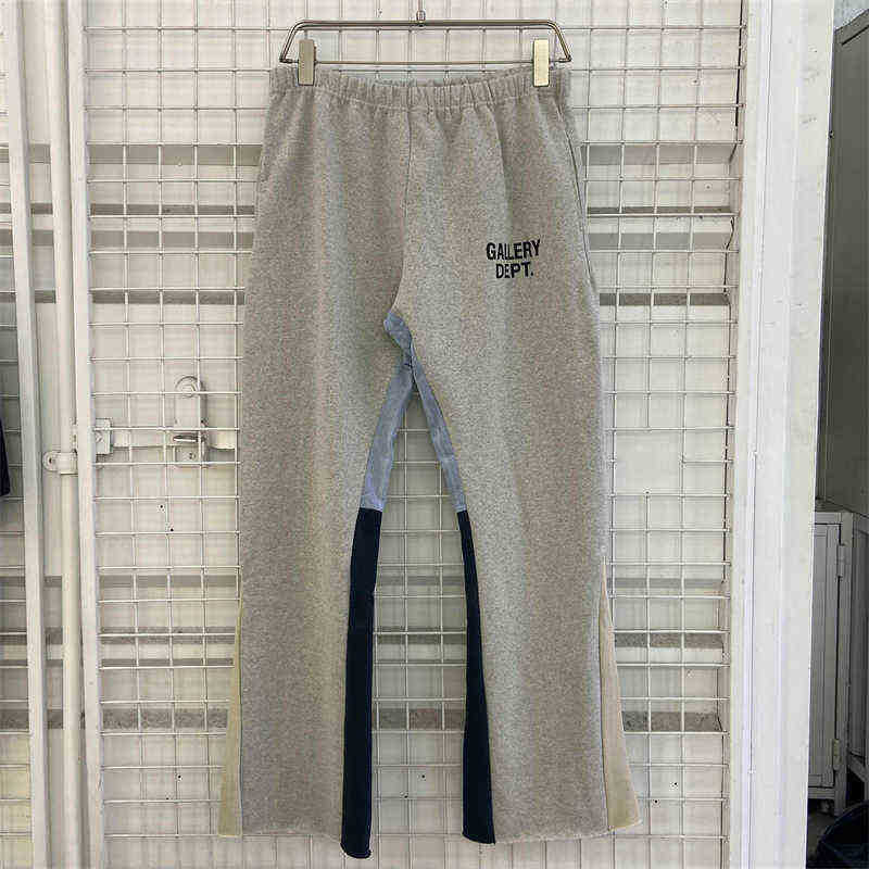 

Hop Galleryes Designer Pants Dept Pant Grey Patchwork Micro Horn Beautiful Men and Women, Pic 2
