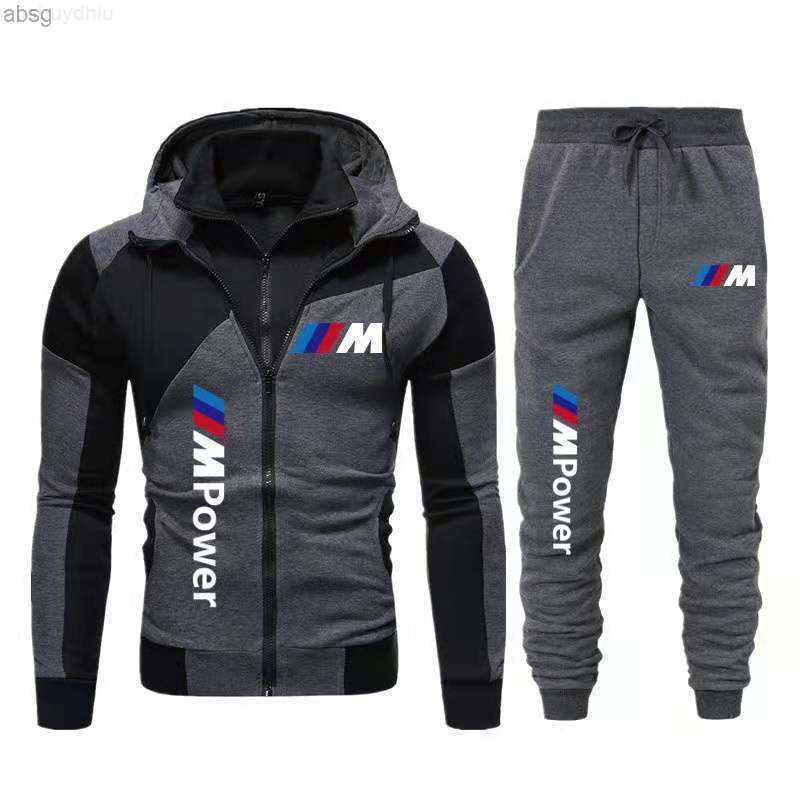 

jacket2022men' Sets Two Piece Hoodies Tracksuit Zipper Jacket Pants Sweatshirt Men Sports Suits Bmw m Power Print Sportswear