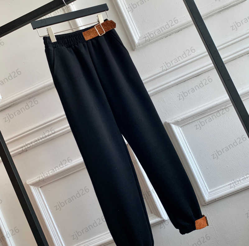 

Brand Womens Pants Bump Color Half Release Belt Decoration Elastic Waist Trousers Loose Straight Casual Wide Leg Simple Designer Women Clothes 1970, 11