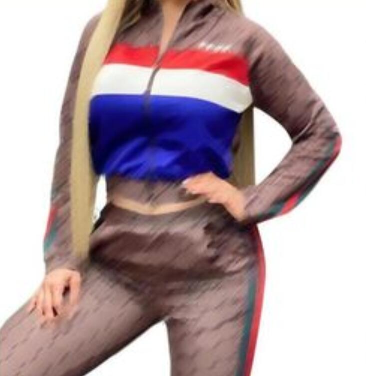 

Women's Tracksuits Luxury Zipper Front Hooded Top dunks Apple Print Splicing Tracksuits Two Piece Sets Female Casual Jogging Pant Set, 02