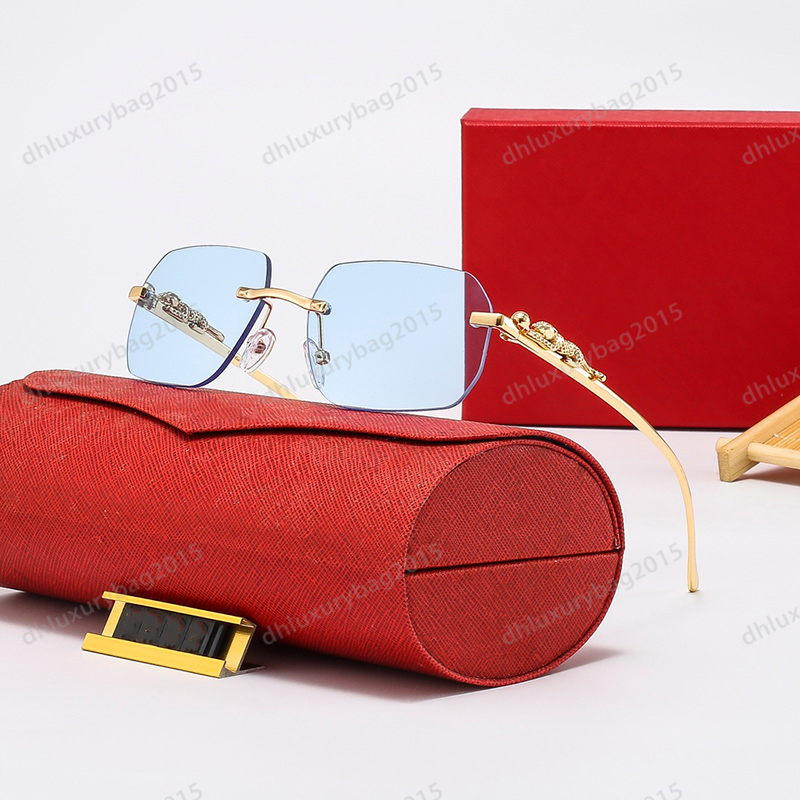 

Fashion Designers Vintage Sunglasses 10 Colours Women Beach Sunglass Rimless Driving Luxury Eyeglass Travel Sun Glasses Wholesale With Box Men High-Quality