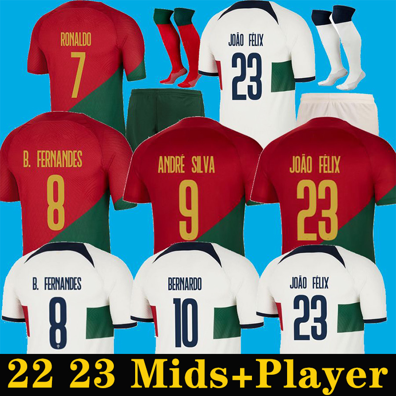 2022 Portuguese Soccer Jerseys JOAO FELIX RUBEN NEVES BRUNO DIOGO PORTUGIESER football shirt 22 23 FERNANDES National Team Men Kids kit
