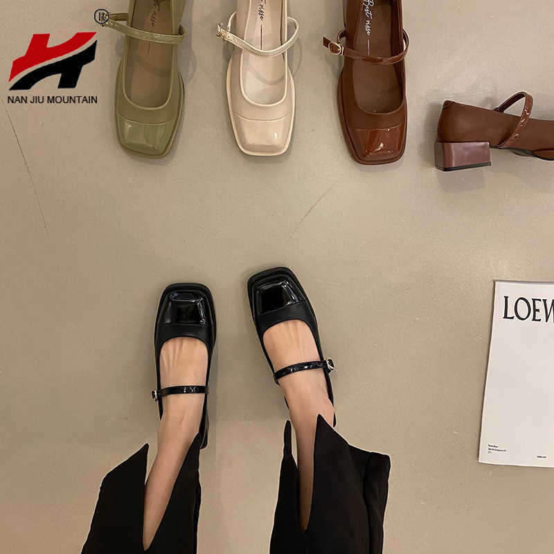

Boots 2022 Flat Shoes Women Leather Square Toe Spring Autumn Single Mary Jane Black Simple 220901, A-white