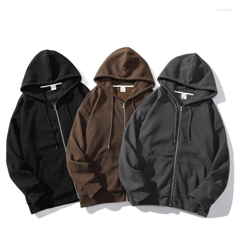 Sweats à capuche pour hommes M-3XL Streetwear Zipup Sweat à capuche Hip Hop Joggers Sweat-shirt coréen Fashio Manteau Couleur unie Manches longue