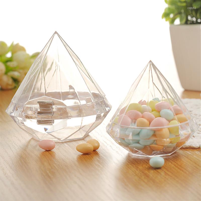 

Gift Wrap 12Pcs Candy Box Food Grade Transparent Plastic Diamond Shape Container Children Party Wedding Gifts