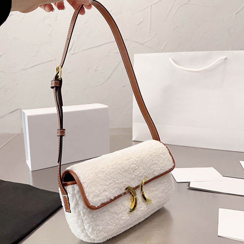 

handbag Evening bag Shoulder Plush Bag Flap Armpit Wool Bags Soft Women Handbags Small Purse Woman Tote Inside Genuine Leather Fashion Gold Hardware Buckle, Just a box