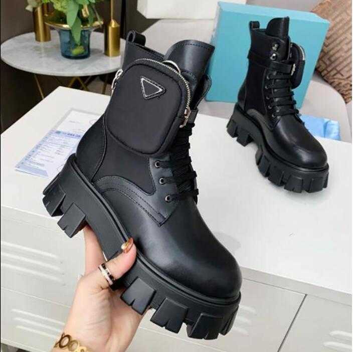 

Designer Boots Womens Shoes Ankle Boot Fashion Martin Pocket Black Roman Bootss Nylon Military Inspired Combat Small Big Size -41, Box