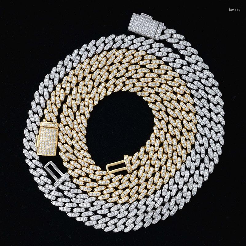 

Chains S925 Silver Iced Moissanite Cuban Necklace 8MM Single Row D Color VVS Hiphop Chain For Women Men Ins Gift