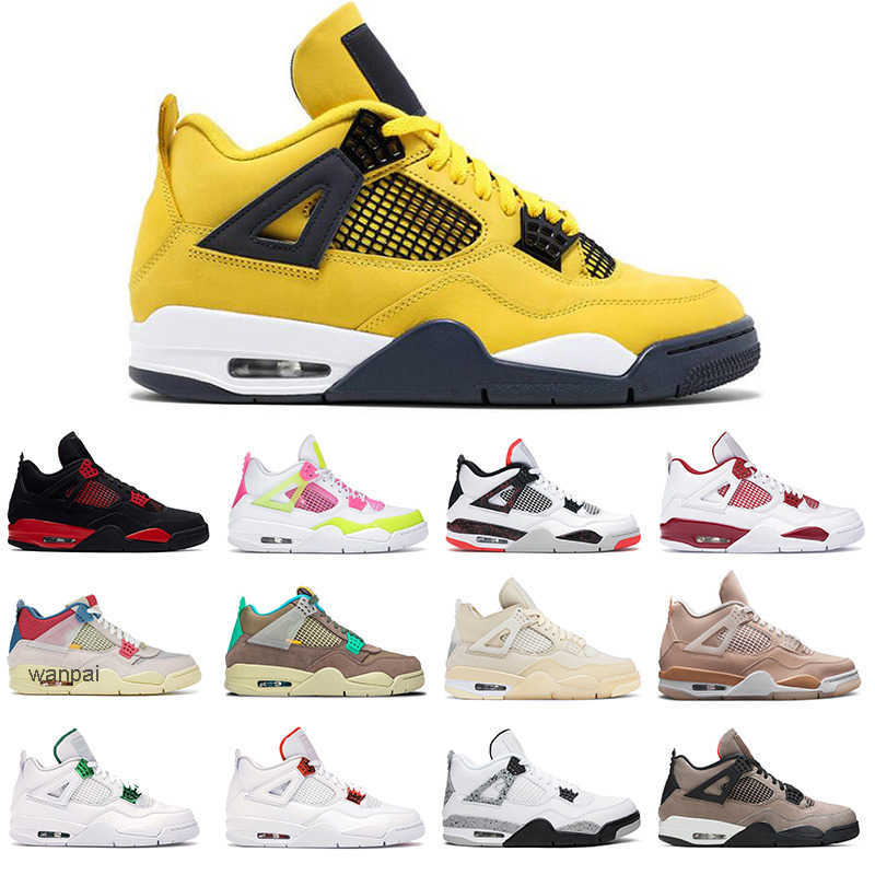 

WITH BOX designer Jumpman 4 4s basketball shoes Lightning University Blue White Oreo shimmer sport sneak air jordas JORDON, Cool grey