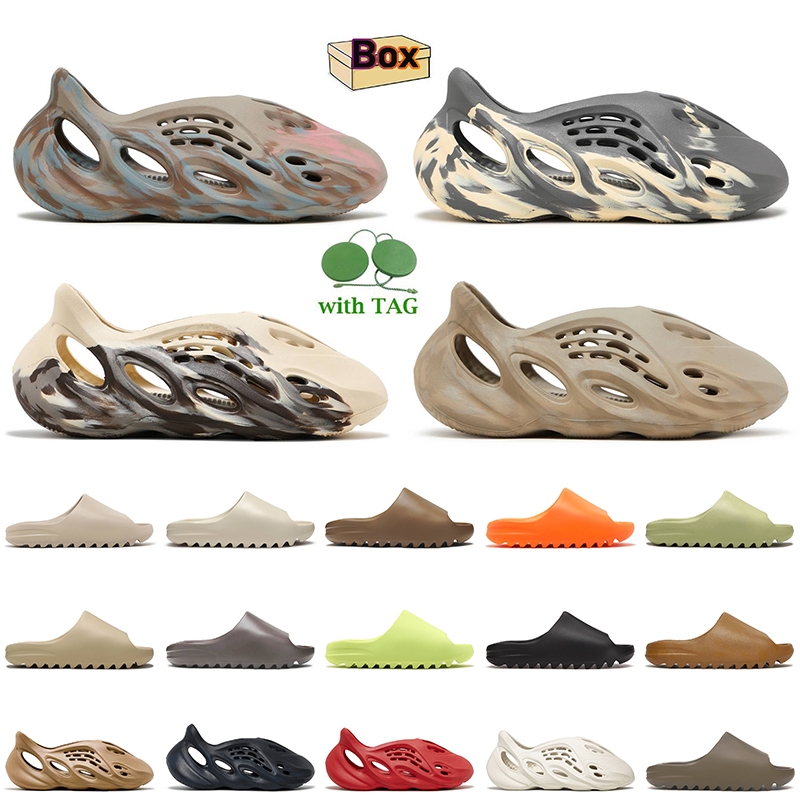 

Fashion Women Mens Slippers Foam Runner Slides With Box Designer Shoes Platform Sandals MX Sand Grey Cream Moon Clay Ararat Onyx Desert Sand Rubbers Runners Sneakers, B29 desert sand 36-47
