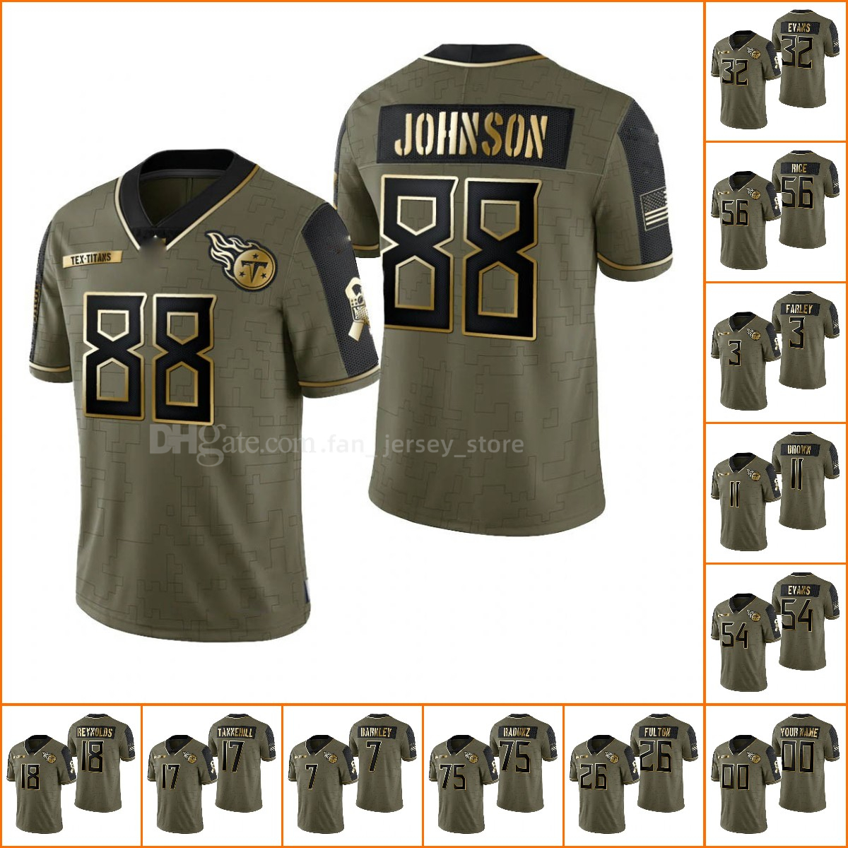 

Jersey Custom Tennessee''Titans''Men #32 Darrynton Evans 22 Derrick Henry''NFL''Women Youth Olive Gold Limited Jersey Wholesale