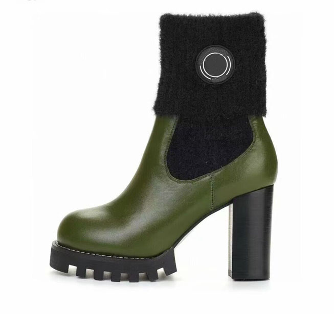 

Martin Coarse Heel Outdoor Boots Luxury Designer Fashion Cowhide Leather Hgh Quality Adjustable Zipper Opening Black Women 35-41