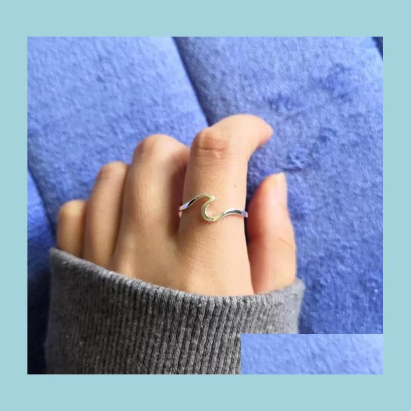 

Band Rings Ocean Wave Rings Simple Dainty 925 Sterling Sier Thin Ring Summer Beach Sea Surfer Personality Jewelry For Women Drop Deli Dhhn1