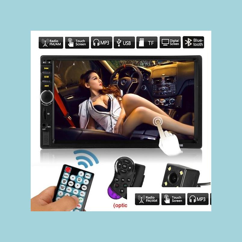 Autoradio 2 Din Cassette Enregistreur Autoradio Hd 7 Pouces 7018B Écran Tactile O Bluetooth Caméra de Recul Mp5 Mtimidio Lecteur Drop D Dhji6