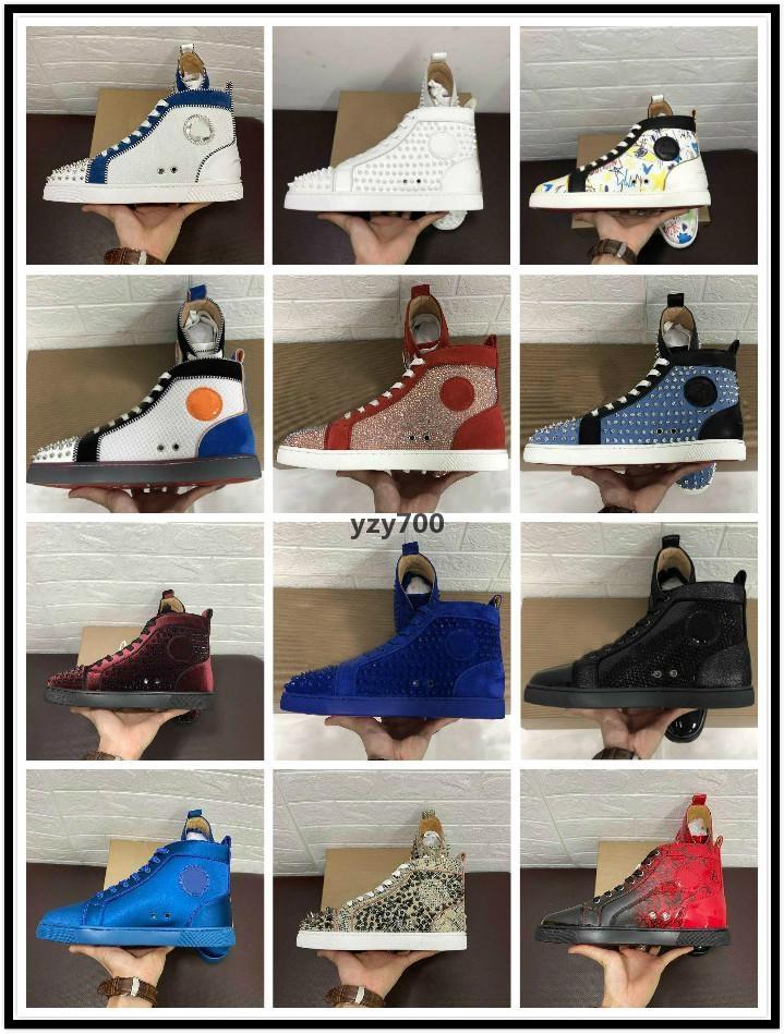 Red-Bottoms Shoe chrétiens Qt Designer Sneakers Red Men Chaussures Casual Flats Spike Spike Luxury Man Trainers Véritine en cuir Hig JKY