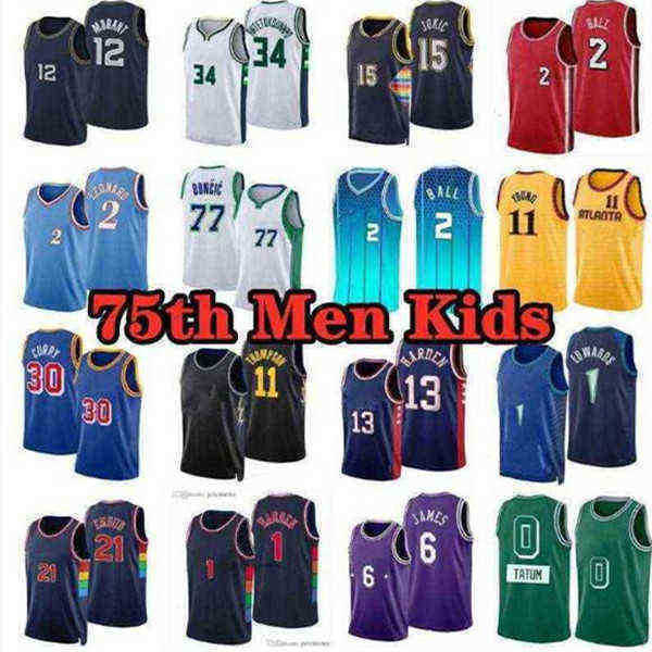 

Jayson Tatum LaMelo Ball Basketball jerseys Ja Morant Trey Young MJ Durant Curry Booker James Butler Embiid''Bryant''NBA''jersey 2022 75th Men Youth, As photo