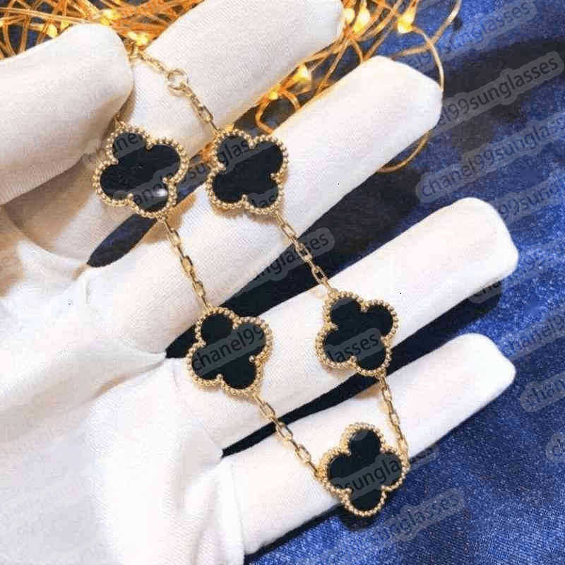 

Classic Fashion 4 Leaf Clover Charm Bracelets Bangle Chain 18K Gold Agate Shell Mother-of-Pearl for Women&Girls linkD1to A33