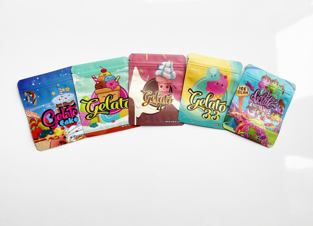 

Gelato Packaging Mylar Bag 3.5 Ice Cream Cake zipper package 3.5g Jokes Up Glue Smell Proof Resealable Bags