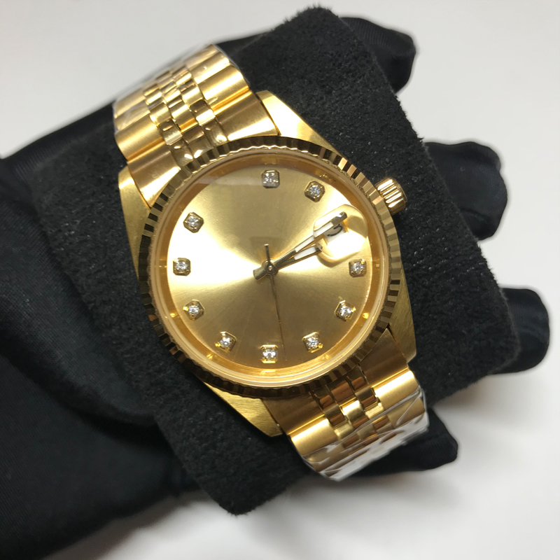 

18K GOLD watch Automatic Asia 2813 luxury Watches Men women Datejust 36mm sweeping Watches Glide smooth second hand luminous needles A, Only box and papers