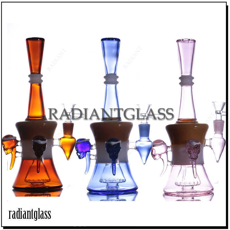 

Hookahs Cylinder 4 Skull Glass Bong Straight bongs thick glass 14mm Joint water pipe dab rig traditional oil rigs