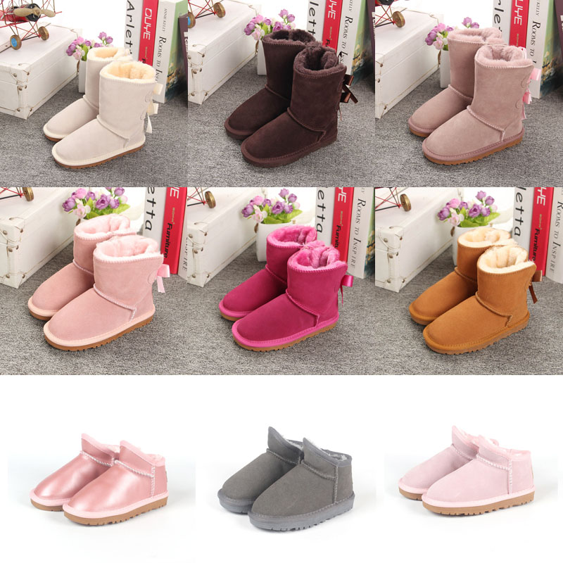 

children shoes Snow boots Designer sneakers Men Women shoes wool keep warm shoe claret Sand color black Leopard print Sequins Pink Maroon blue G328-0 size 21-35, Shoe box