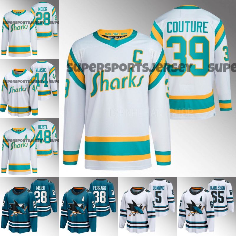 

Sharks 2022-23 Reverse Retro Hockey Jerseys San Jose Timo Meier Tomas Hertl Logan Couture Alexander Barabanov Erik Karlsson Nick Bonino 3, 2022-23 teal