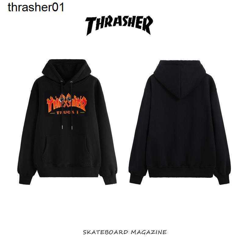 new Men's Hoodies designer Sweatshirts winter fashion brand thrasher printed men's women's hooded Plush sweater hoodie